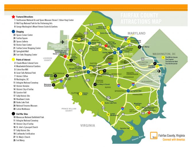 Fairfax Cty Attractions Map